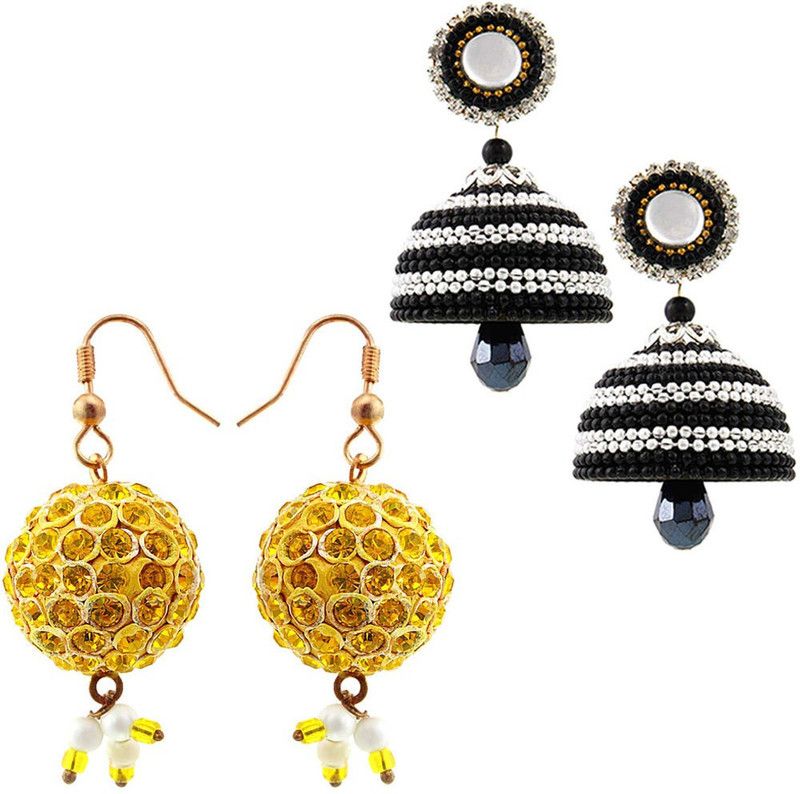 Set of Two Pretty Looking Multicolor Jhumki Paper, Brass Jhumki Earring
