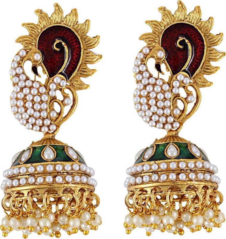 Beads, Pearl Brass Jhumki Earring