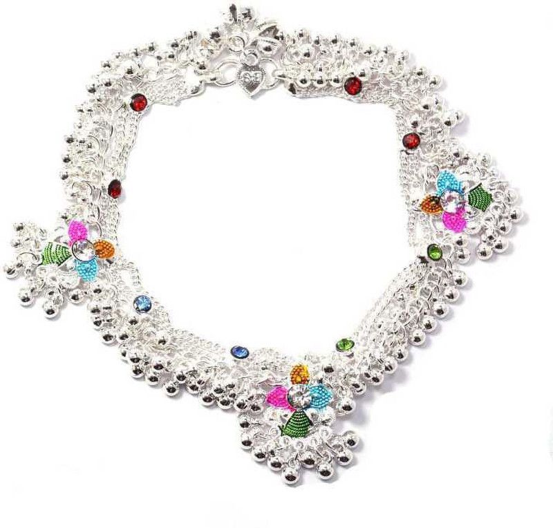 yuvaan crystal anklet for girls and woman....... Stainless Steel Anklet