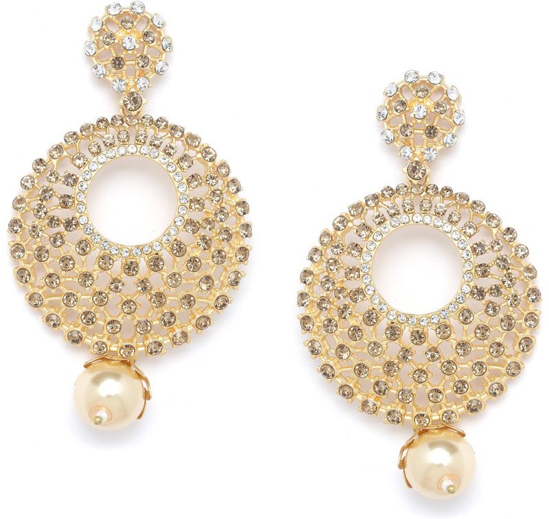 Gold-Plated Crescent Shaped Metal Chandbali Earring