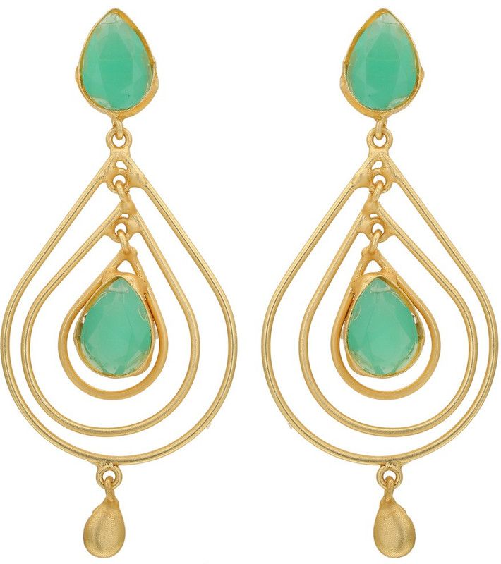 Artistic Designer elegant green coloured Metal Drops & Danglers