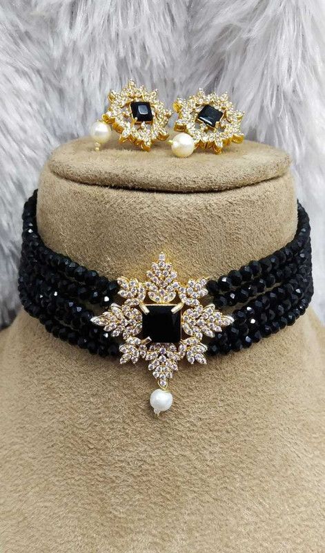 Metal 800 Silver Black Jewel Set  (Pack of 1)