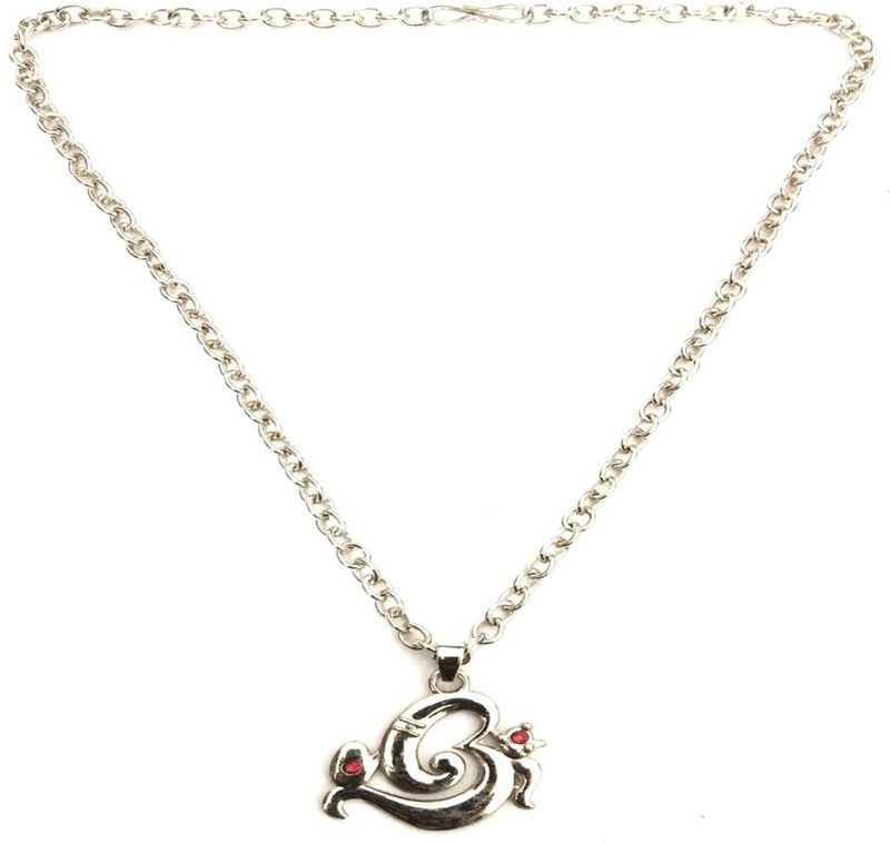 Rolo Chain With OM Pendant For Boys | Men Chain | Silver Polish Daily Wear S hook clasp 20 Inch long Mens Fashion Wear Chain With Symbol Of Lord Shiva OM Pendant Silver Plated Metal Chain