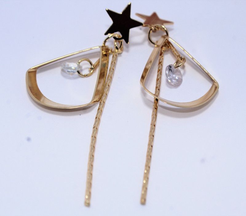 Korean Geometrical Drop Earrings Brass Drops & Danglers