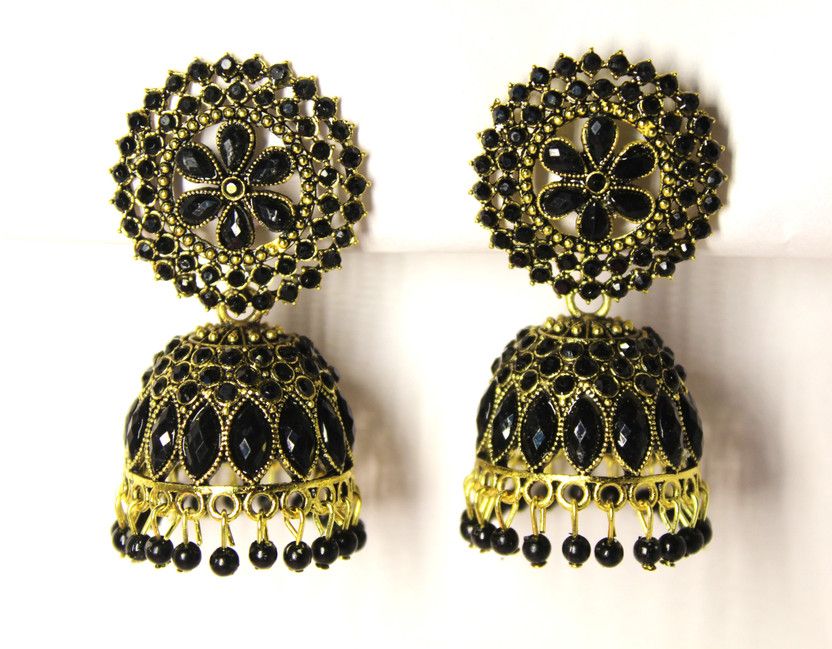TRANDY FANCY PARTY WEAR BLACK EARRINGS JHUMKA Alloy Jhumki Earring