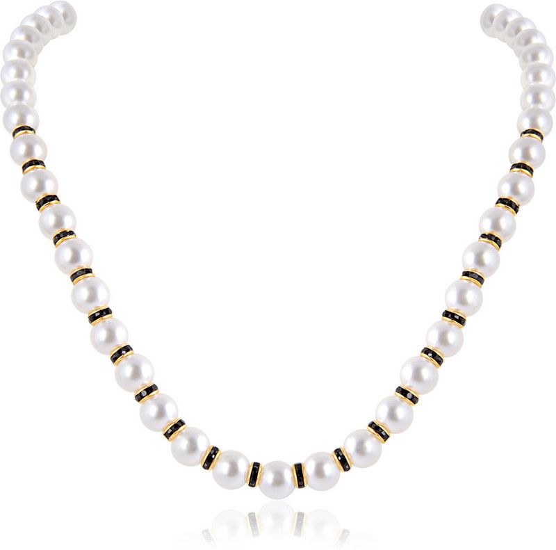Brass, Alloy Gold-plated White, Black Jewel Set  (Pack of 1)