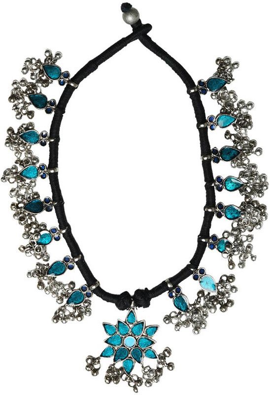 Teejh Malavika Mulitcolored Necklace for Women Silver Plated Alloy Necklace
