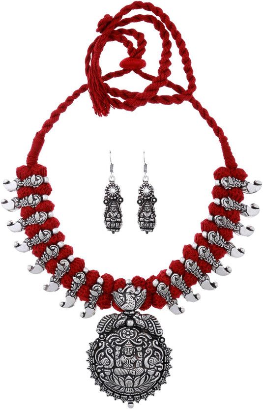 Copper Silver Silver, Red Jewel Set  (Pack of 1)