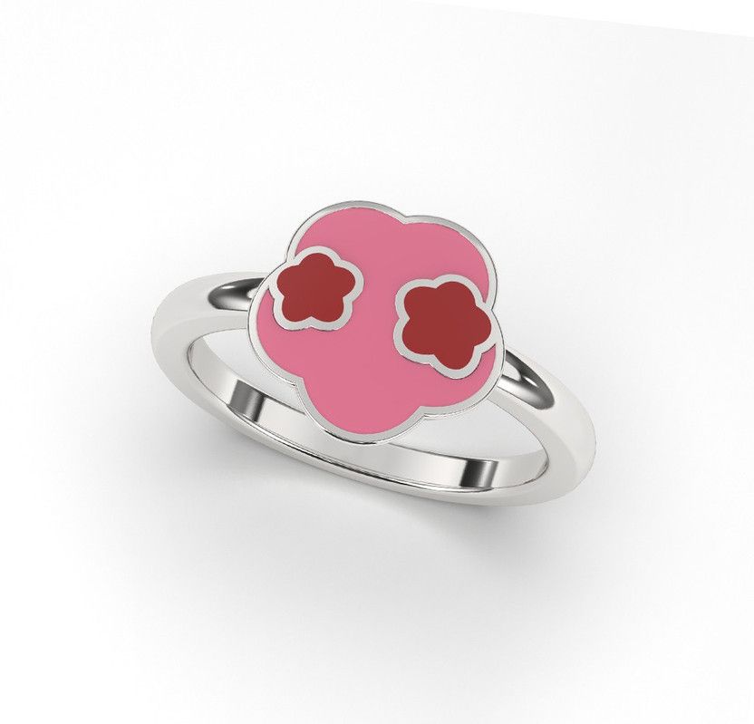 SAY HELLO TO SPRING ENAMEL RING Sterling Silver Rhodium Plated Ring