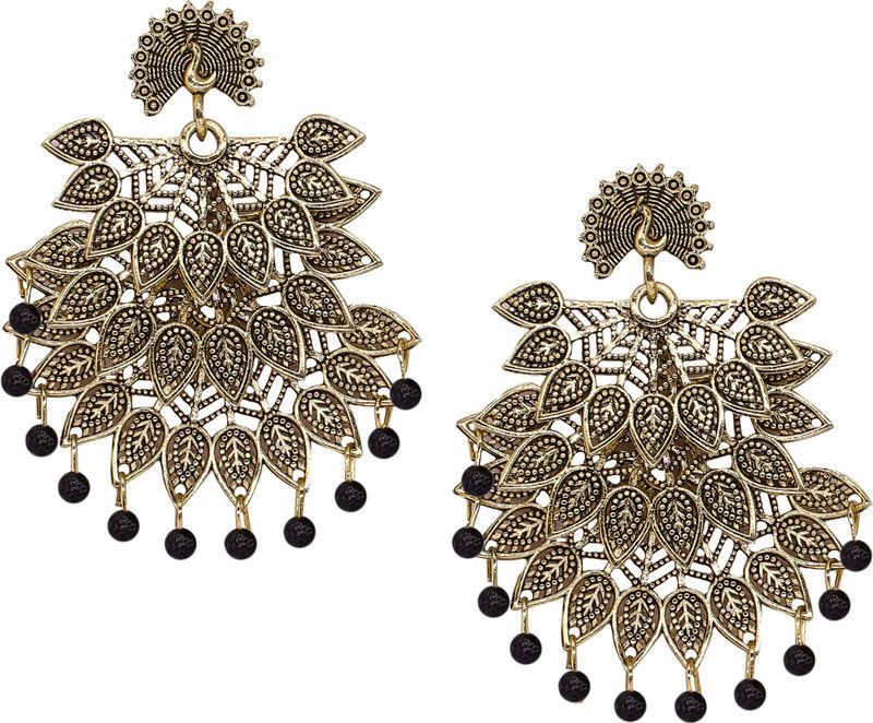 Gold Plated Black Minakari Earrings For Women and Girls Brass Earring Set