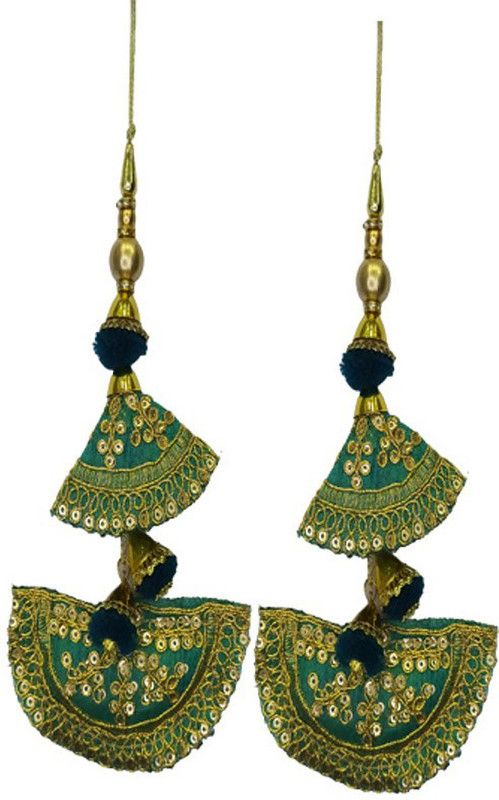 Mass Pro Golden & Bottal Green Colour Ethnic Matching pom pom Golden Moti Suitable For Suit Sari Gown Etc . Brooch  (Gold, Green)