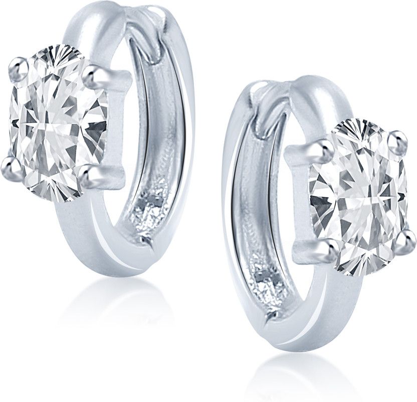 BALI-102 Cubic Zirconia Brass Hoop Earring