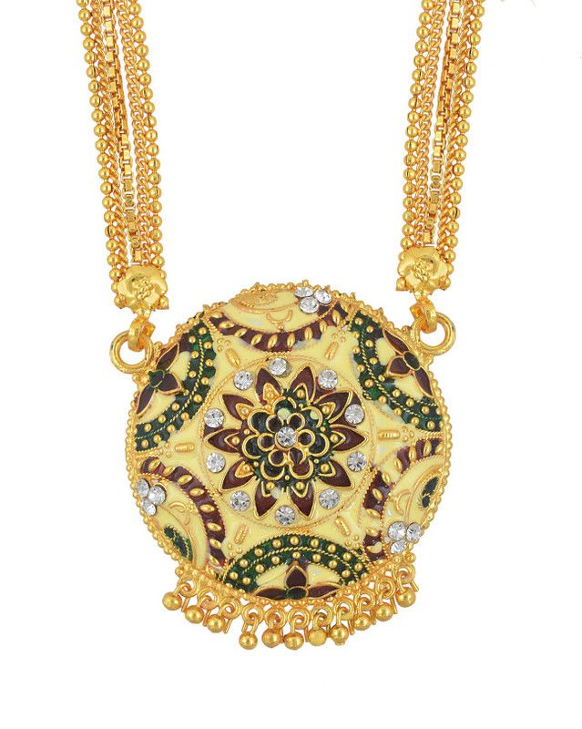 Brass Gold plated handmade Round shape Meenakari Ethnic Mangalsutra Women Traditional Latest fashion Brass Mangalsutra