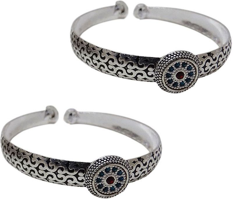 Silver Crystal Kada  (Pack of 2)