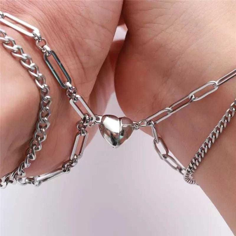 Stainless Steel Sterling Silver Charm Bracelet  (Pack of 2)