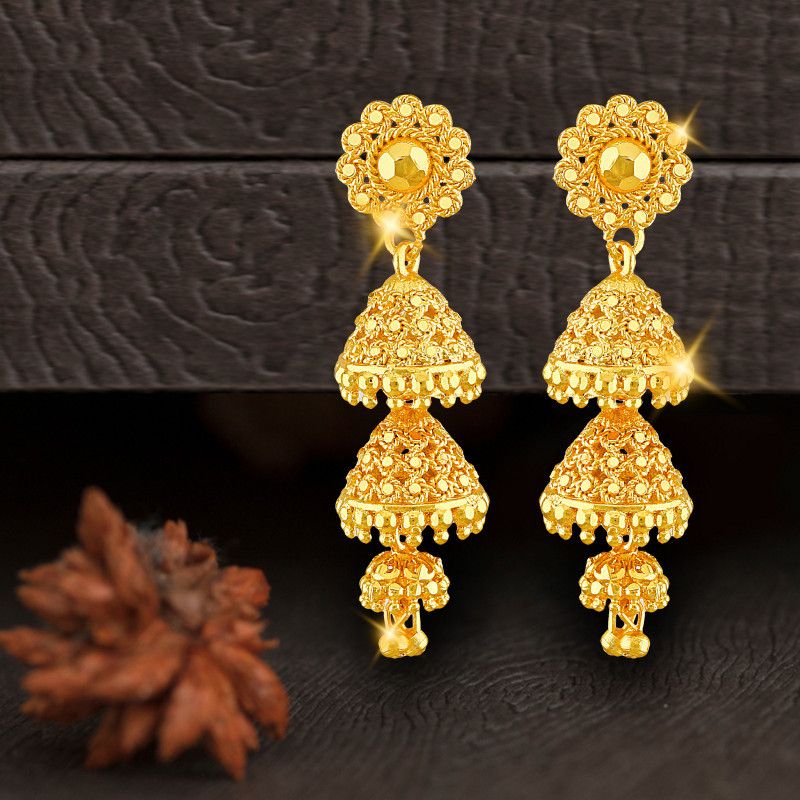 Traditional 1gm Gold and Micron Plated Jhumki Earring for Women and Girls Alloy Jhumki Earring