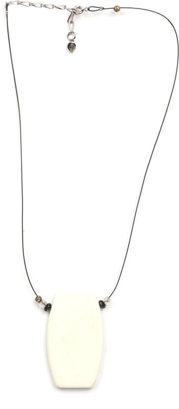 white flat pendant thread necklace for girls and women Brass Necklace