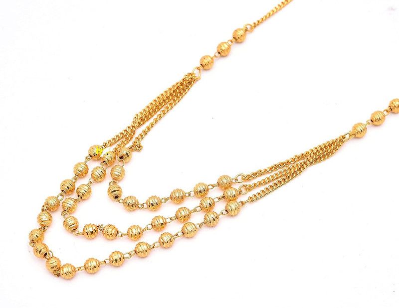 Stylish & Trendy Most Popular Beautiful Design Golden light Beads Gold-plated Plated Alloy Chain Set
