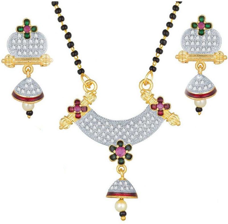 Alloy Gold-plated Gold, Silver, Black Jewel Set  (Pack of 1)