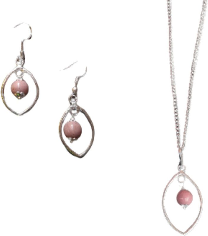 Brass, Stone Pink, Silver Jewel Set  (Pack of 1)
