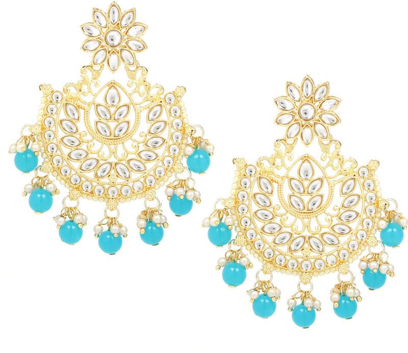 Antique Stylish Traditional Bridal wear Blue Earring for Women and Girls Alloy Jhumki Earring