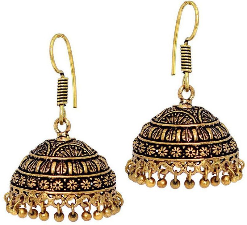 Partywear Special Gold Color Jhumka Earrings Alloy Jhumki Earring