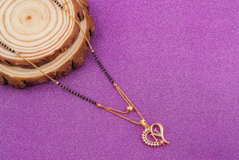 Excellent Finished R Letter Pendant Diamond Mangalsutra For Women's Brass Mangalsutra