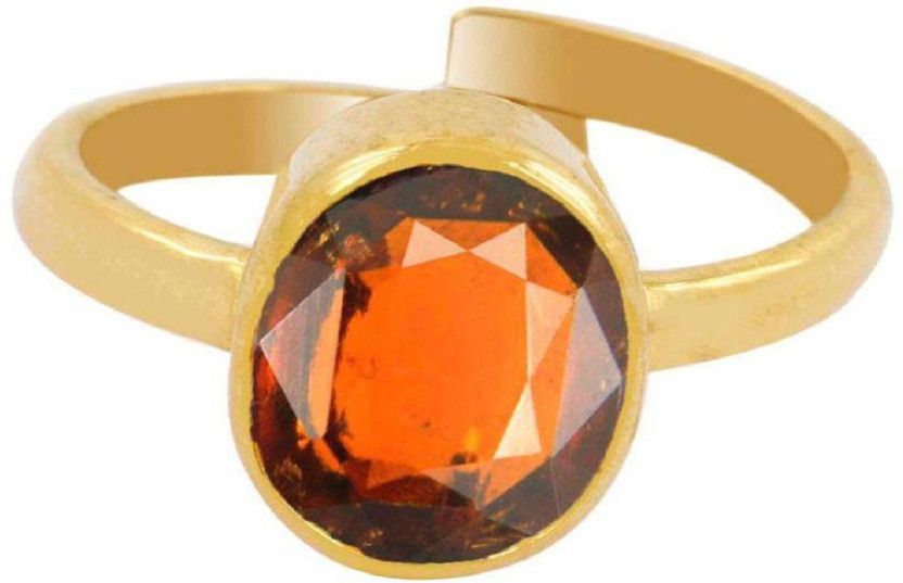 Gomed Ring With Natural Hessonite Stone Garnet Gold Plated Ring