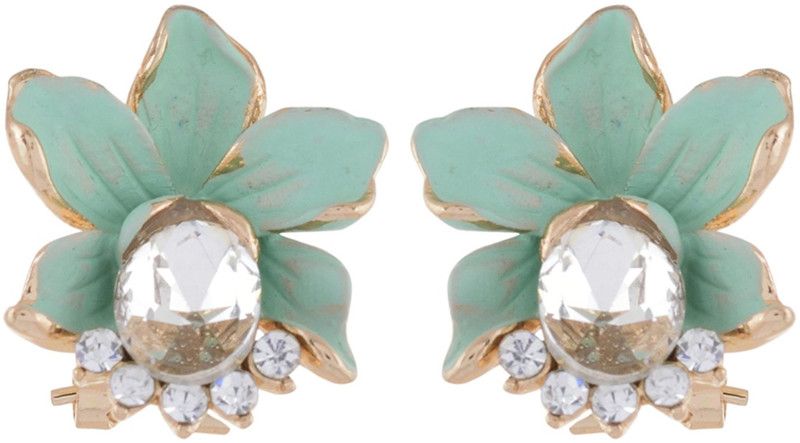 Stylish Stud Green Colour Metal Earring Set
