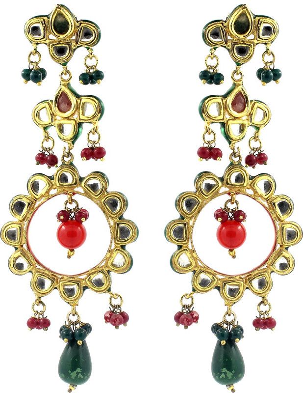 Elegant Ruby Brass Drops & Danglers