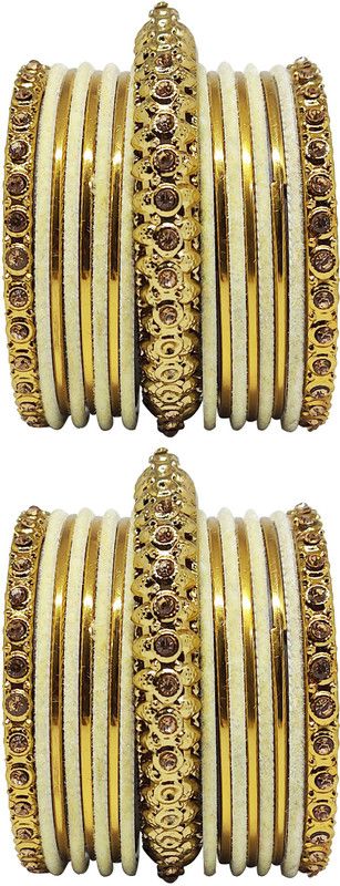 Metal, Fabric Bangle Set  (Pack of 34)