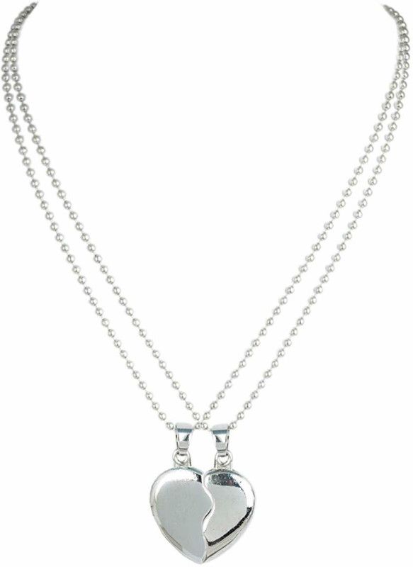 broken heart silver stainless steel pendant for couple gift Silver Plated Stainless Steel Chain