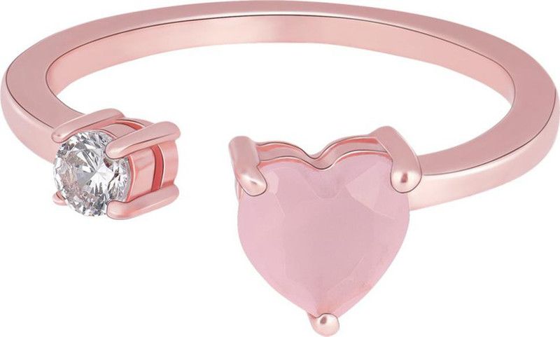 Sterling Silver Rose Gold Heart Up My Sleeves Ring for Womens and Girls Sterling Silver Zircon Rhodium Plated Ring