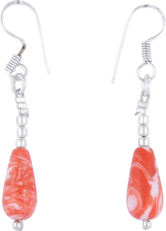 2.5 Inch Orange Dyed Howlite Drop Shaped Alloy Drops & Danglers