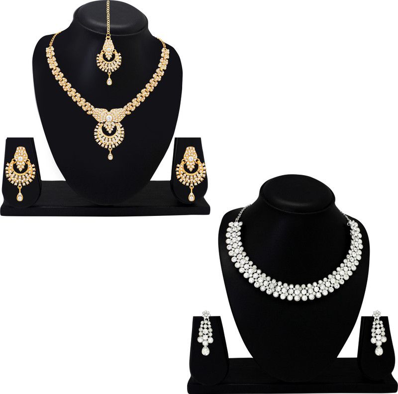 Alloy Gold-plated, Rhodium Gold, Silver Jewel Set  (Pack of 1)