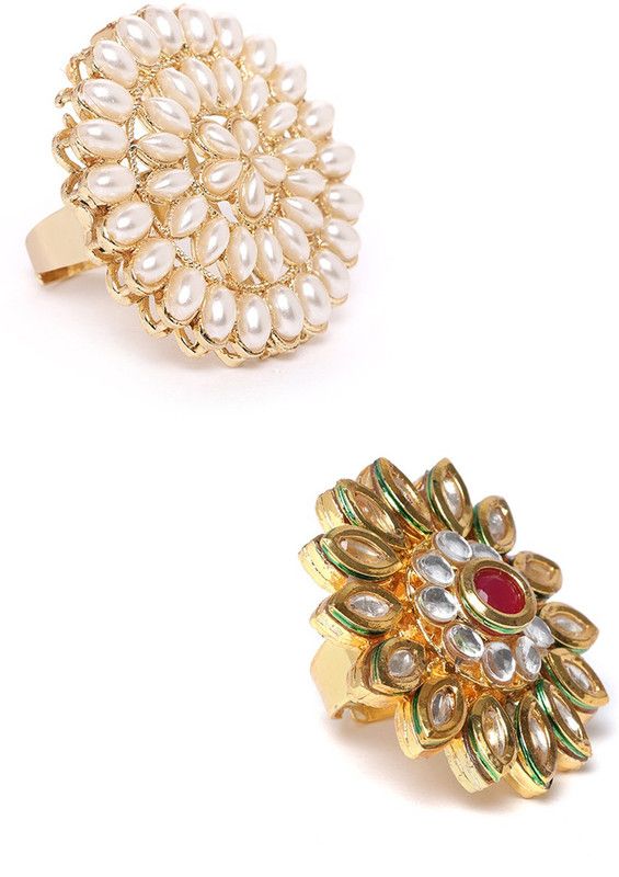 Combo of 2 Traditional Stone Gold Plated Ring
