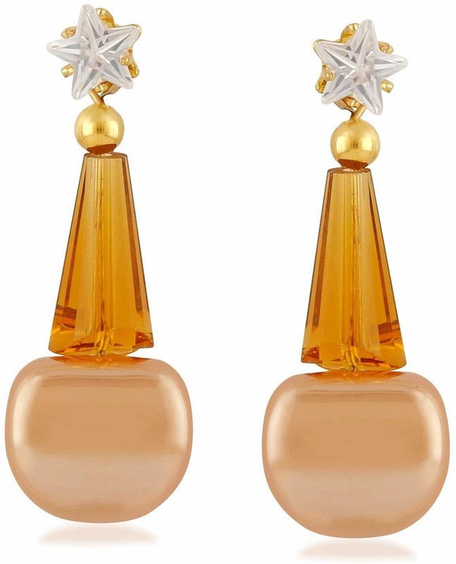 Gold Bead Pearl Earring for Women and Girls Pearl Alloy, Brass Drops & Danglers