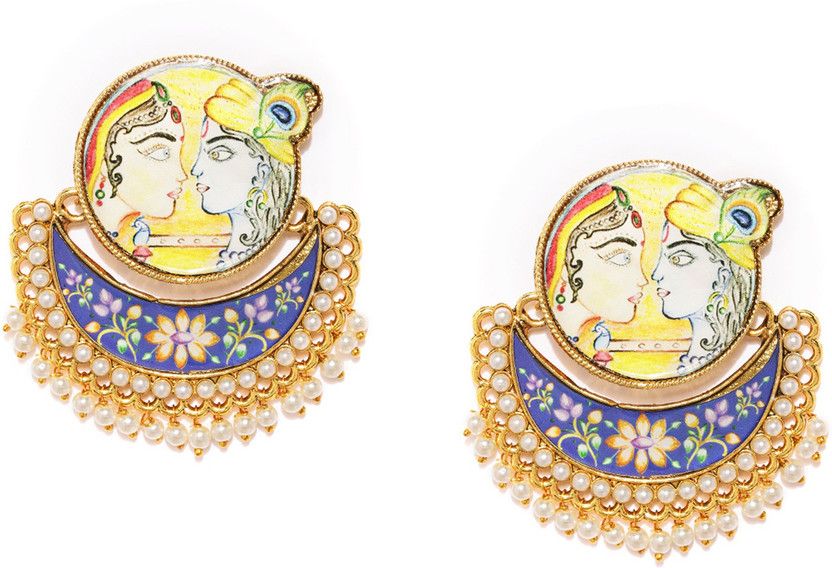 Sober Gold Plated Pearl Chandbali Pearl Alloy Chandbali Earring
