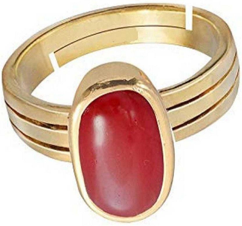 JaipurGemstone Beautiful Coral Stone Ring Silver Ring Simple For All Copper Sapphire Gold Plated Ring