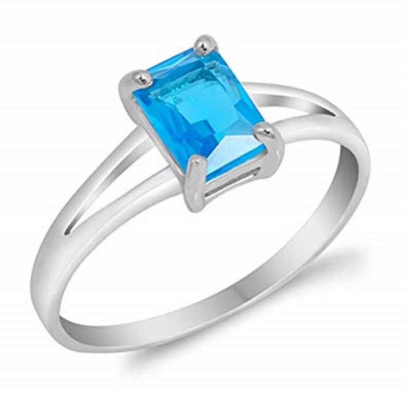 Blue Topaz Ring Stone Topaz Silver Plated Ring