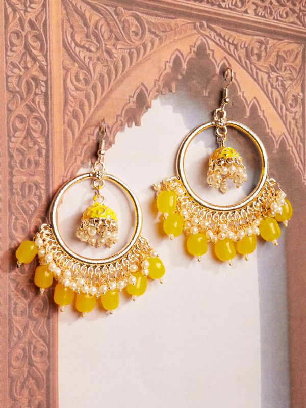 Rubans Gold-Toned Contemporary Drop Earrings Alloy Chandbali Earring