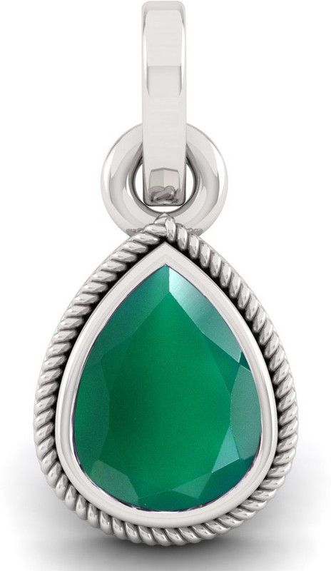 6.00 Ratti Natural Green Emerald Pear Shape Pendant For Women & Men Silver Emerald Silver Pendant