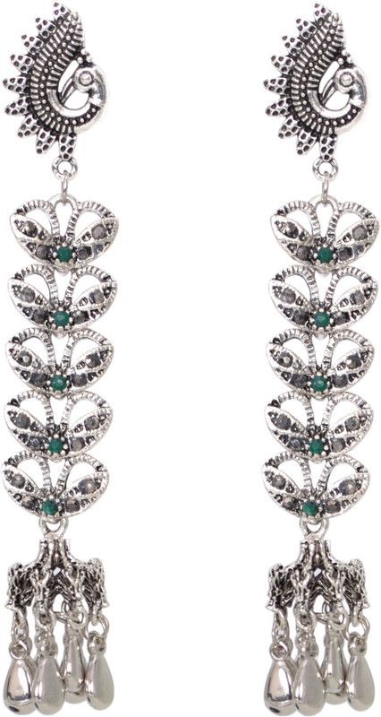 Peacock Stud Oxidised Metal Drops & Danglers