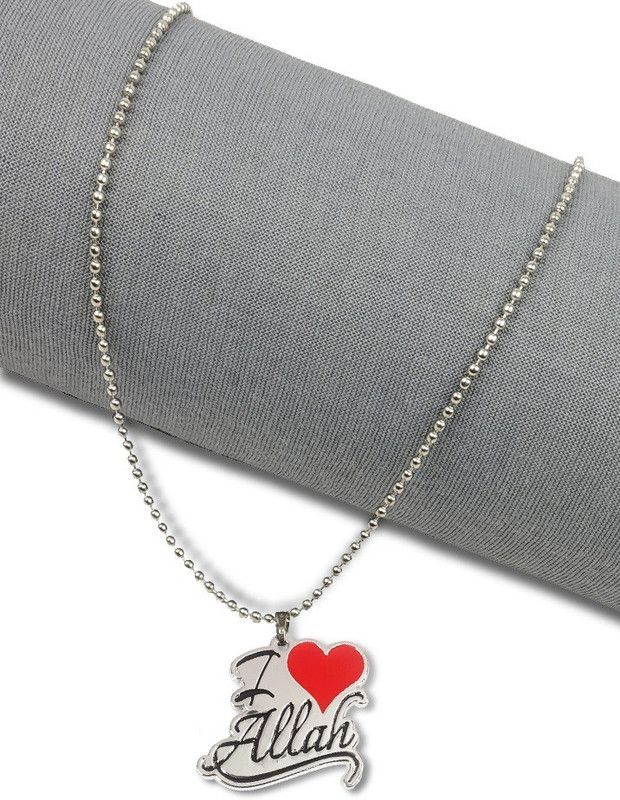 God Allah Quran Islamic Special I Love Allah Letter Heart Design Pendant Locket Stainless Steel Pendant