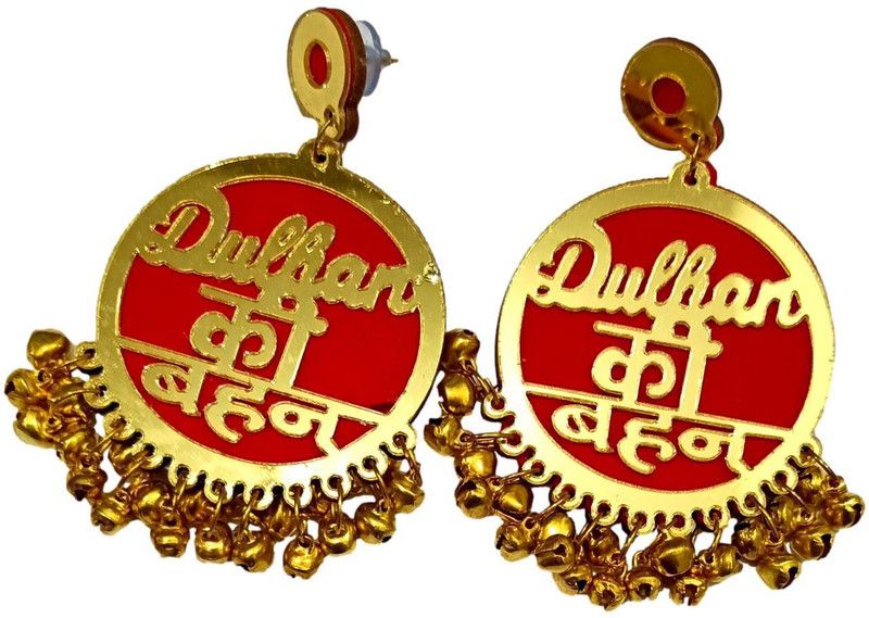 The Bride Made dulhan ki behan Golden gunghroo Earring Metal Chandbali Earring
