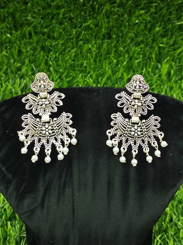 Antique Gold Plated Traditional Jhumka/Jhumki Dangler Earring Beads German Silver Drops & Danglers