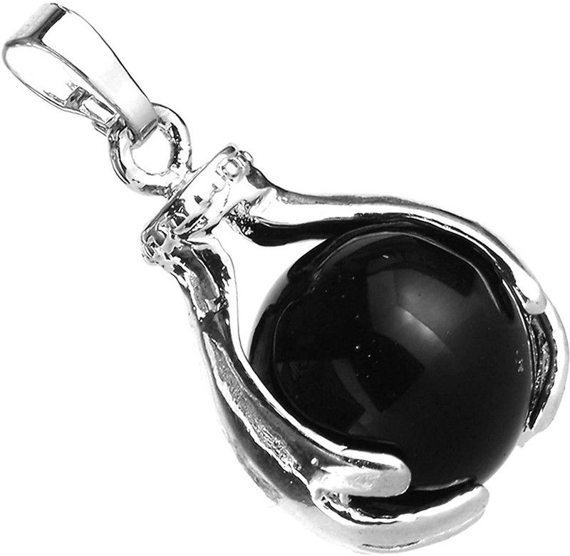 Tibetan Black Tourmaline Ball Shaped Crystal Men & Women Pendant For Reiki Healing Tourmaline Crystal Pendant