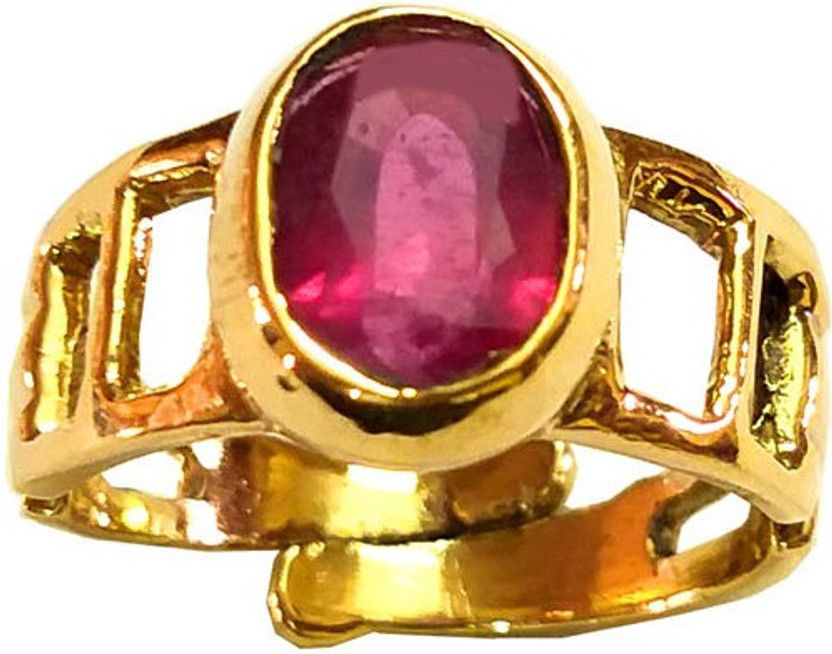 Gemstones 5.05 Ratti Natural Certified RUBY manik Metal Ruby Gold Plated Ring
