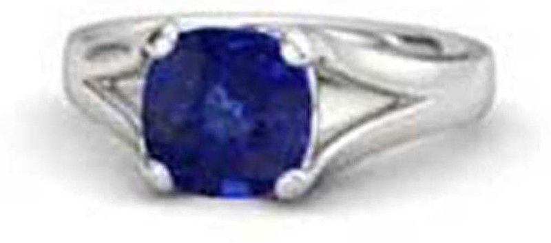 Certified Blue Sapphire (Neelam) 7.25 Ratti or 6.6 Carat for Male & Female 92.5 Sterling Silver Sterling Silver Sapphire Ring