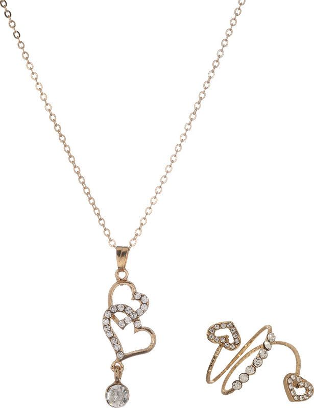 Double Heart Alloy Pendant Set